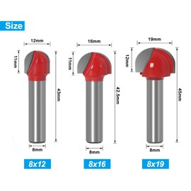 5pcs Ball End Mill Wood 8mm Dovetail Shank Cutter for Milling Cutter 8mm Shank Dovetail - 12mm/16mm/19mm/22mm/25.4mm