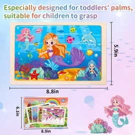 Wooden Puzzles for Kids Ages 4-6,Unicorn Princess Mermaid Fairy Kid Puzzles,24pcs Puzzles for Kids Ages 3-5,4 Pack Preschool Educational Toys Gifts for 3 4 5 Year Old Toddler Girls Boys Jigsaw Puzzle
