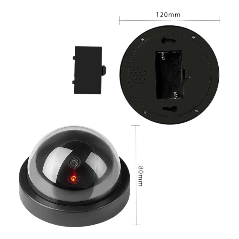 Dummy Dome Security Camera with Flashing Red LED Light Indoor