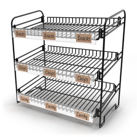 DS THE DISPLAY STORE Black 3 Tier Candy Display Rack – Chip Display for Snack Vendors, Food Trucks, Concession Stands & Retail Storefronts