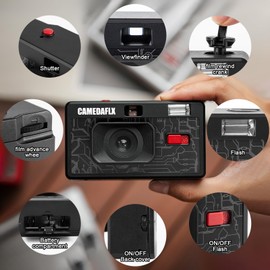 CAMEDAFLX 135SC Film Camera,35mm,Focus-Free,Reusable Film Camera with Built in Flash,Powered by AAA Battery(Film&Battery are not Included)