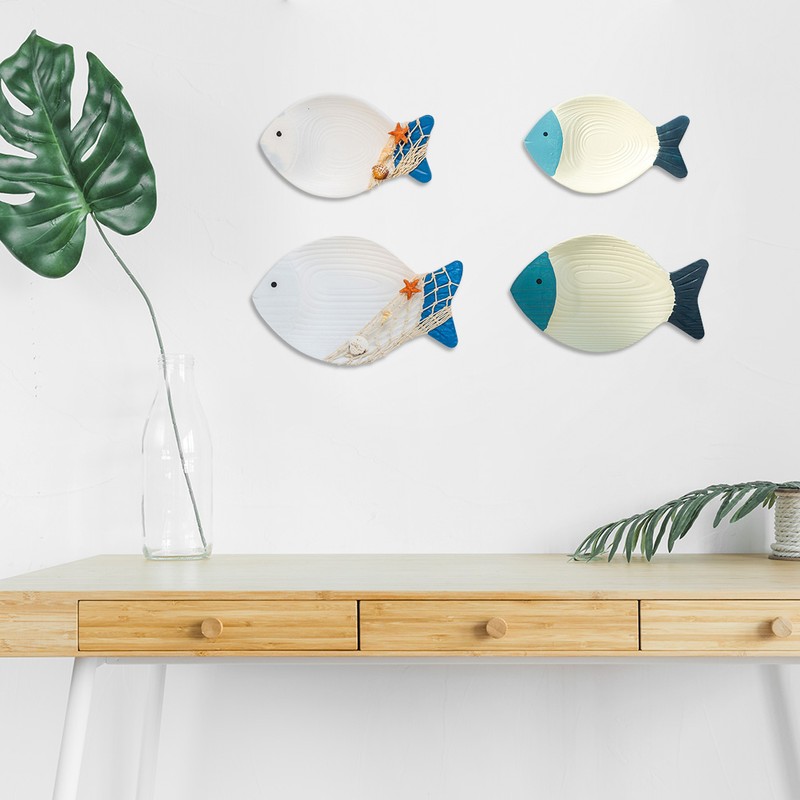 Wood Fish Hanging Ornament Wooden Fish Wall Art Decor for