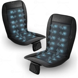 Zone Tech Cooling Car Seat Cushion - Black Automotive Adjustable Temperature Comfortable Cooling Car Seat Cushion (2 Pack)