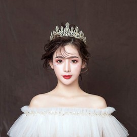 S SNUOY Crystal Crown Gold Crowns and Tiaras for Women Bridal Headpiece Women Princess Hair Jewelry for Wedding Prom Party Accessories