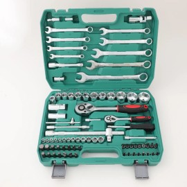 82-Piece Metric Socket Set Hand Quick Release Ratchet Wrench Combination Extension Bars Adapters Automobile Repair OEM Hard Casecolor: Green, type: Hand Tool Kits, number of pieces: 82pcs