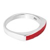 Rectangular Bar Reconstructed Red Coral Stone Inlay Sterling Silver Ring