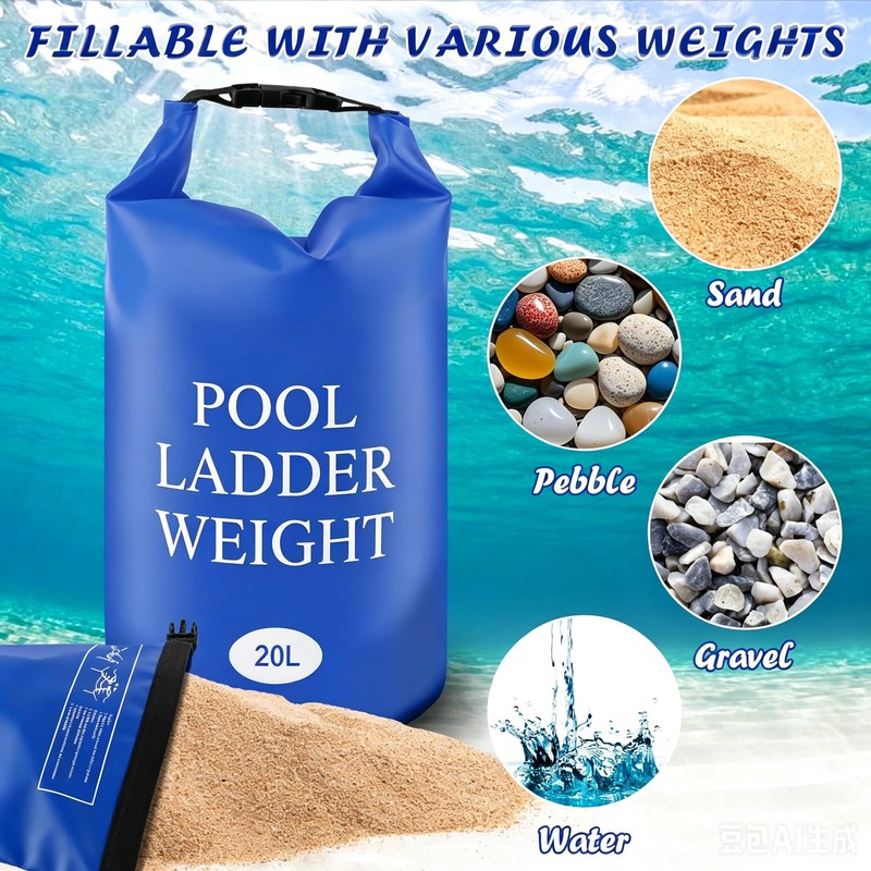 2 Pack 20L/60lb Waterproof Pool Ladder Weights & Sand Bags