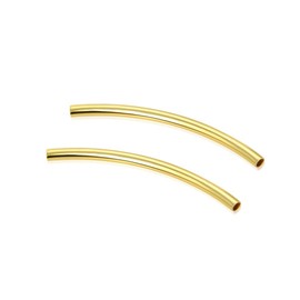 Adabele 30pcs 14k Gold on Sterling Silver Sleek Curved Noodle Tube Beads 30mm x 1.5mm Tube (~1.2mm Hole) ss272