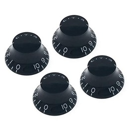 Vintage Forge Black Top Hat Bell Knobs Left Hand (Lefty) Compatible with Gibson Les Paul Electric Guitar (Set of 4) Fits 24 Fine-Spline USA (Imperial) Split Shaft Pots Recessed LB24US-BLK4