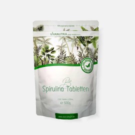 VivaNutria Organic Spirulina Pellets 500 g | From Controlled Organic Cultivation I 2500 Organic Spirulina Tablets without Additives - Pure & Natural I Gently Processed | Raw Food Quality | Vegan