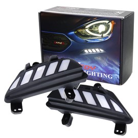 iJDMTOY Switchback LED Daytime Running Lights Assembly Compatible with 2015-2020 Fiat 124 Spider, Powered by (6) Xenon White LED for DRL & (16) Amber Yellow LED for Turn Signaling