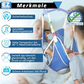 EZ Assistive Hoyer Hebegurt Schlinge für Toilette,Patientenhebegurte für den Transfer ältere, bariatrische, behinderte Menschen,Tragfähigkeit 500 lbs (Blau, Kleine Größe)