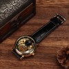 FORSINING Waterproof Automatic Mechanical Watch Men PU Strap WristwatchBlack Gold