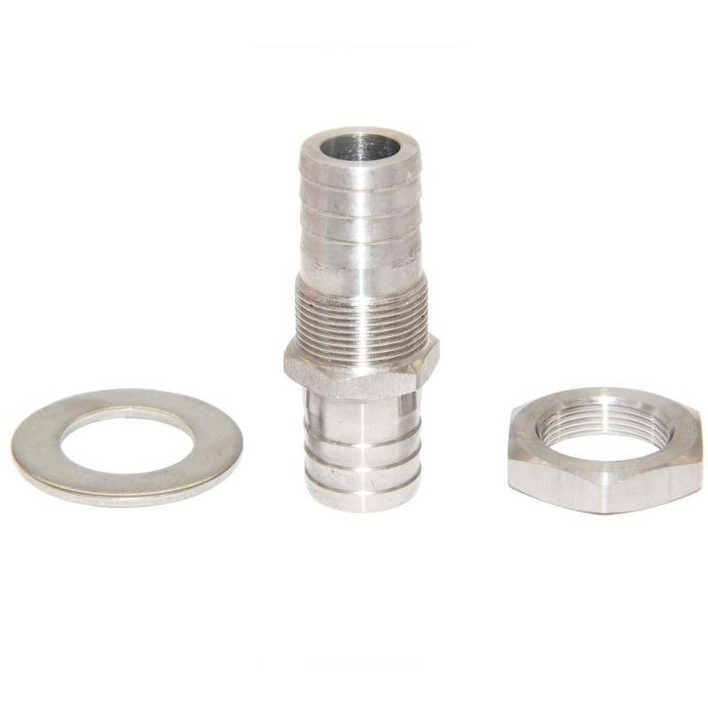 Beduan 1/2" Hose Barb Thru-Bulk Bulkhead Straight Hex Union Stainless