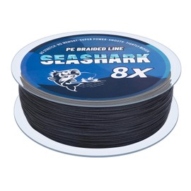 Seashark Braided Fishing Line Color Never Fade 8 Strands Super Strong PE Fishing Line (Black, 30lb 0.26mm-100m/109Yards)