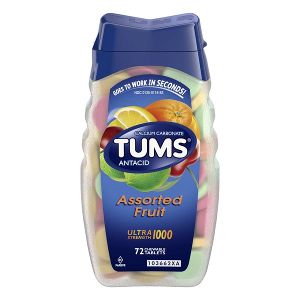 Tums Ultra 1000 Antacid Tablets, Assorted Fruit, 72-Tablets (Pack of 6)
