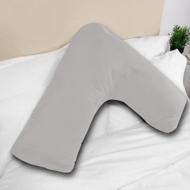 vingardium leviosa VL V Pillow with Pillow Case - Orthopaedic V-Shaped Pillows for Adults, Triangle Pillow for Neck, Back & Maternity Support (Grey, Pillowcase Only)