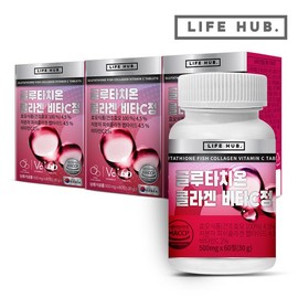Life Hub Glutathione Collagen Vitamin C Tablets, 3 bottles (180 tablets) - 6-month supply / 글루타치온 콜라겐 비타C 정 3통(180정) 6개월분