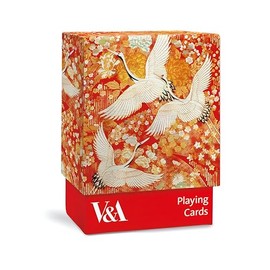 Museums & Galleries Artistic Playing Cards - V&A Kimono Cranes Design - Classic Deck of 52 Cards with Jokers - Japanese Woven Silk Print