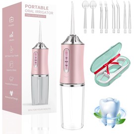 Irrigador Bucal, Limpiador Dental Con 8 Boquillas Y Caja De Hilo Dental, Water Flosser Carga, 3 Modos Ipx7 Impermeable, Apto Para Varios Miembros De La Familia, Viaje Y Ducha