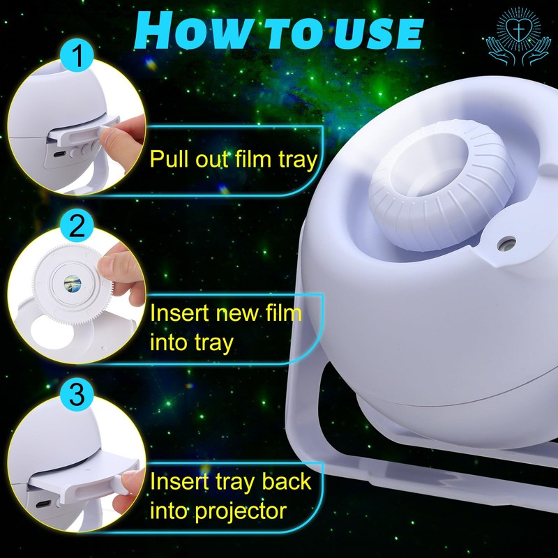 Aurelema Landscape Verses Projector Galaxy Projector Includes 12 Interchangeable Christian