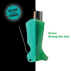 Toker Poker - Clipper Lighter Sleeve Glow in The Dark - All Inclusive Tool for Camping and Other (Glow Green)