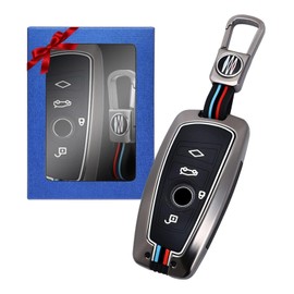 Yumzeco Compatible with 3 Car Key Case, Zinc Alloy Key Case for 1/2/3/4/5/6/7 Series X3 X4 F01 F10 F12 F20 F22 F25 F26 F30 F87, 1 Key Case Grey