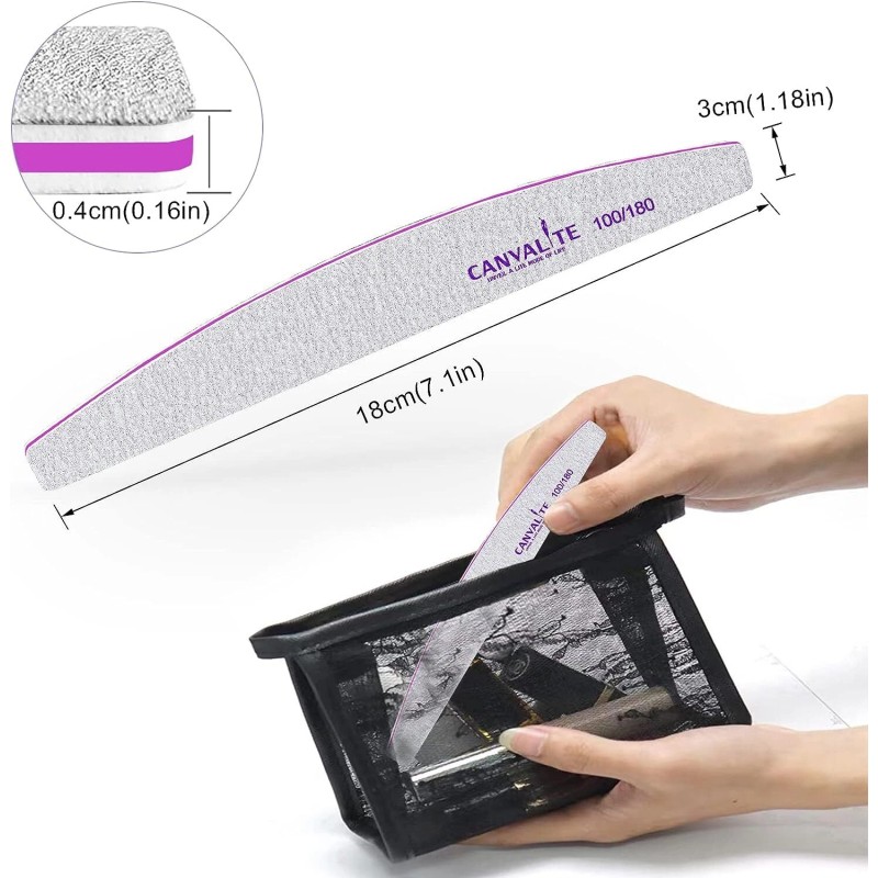 CANVALITE 10 Pack Purple Nail Files 100 180 Grit Emery