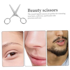 Set of 2 Round Head Nose Hair Scissors Eyebrow Trimmer Beauty Scissors Stainless Steel Compact for Travel