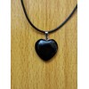 RICHARD-911 Collar Cadena Corazón Obsidiana Cuero Trenzado Joyería Pareja Amistad