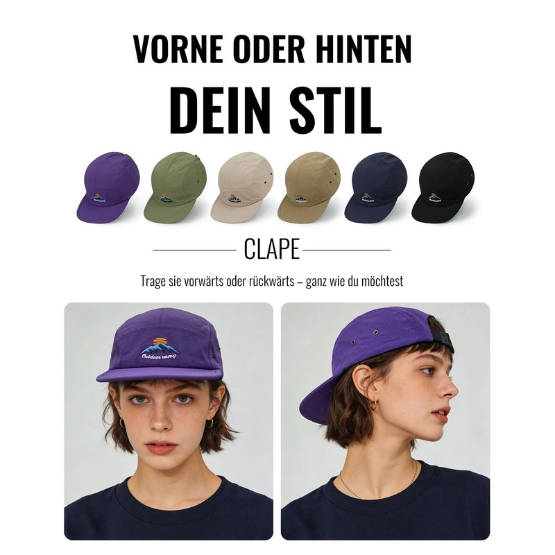 CLAPE Summer 5 Panel Outdoor Camp Waterproof Quick-Drying Baseball Cap