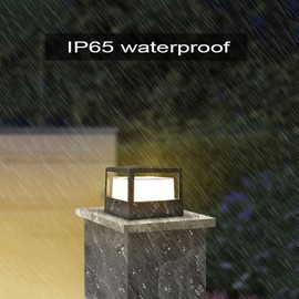 DAHGEO 2 Pack Outdoor Post Cap Light Modern High Voltage Wired Fence Deck Column Cap Lamp Landscape Lighting Energy Saving Rustproof Pillar Lights Square Fence Guardrail Doorway Porch Pillar Lamp