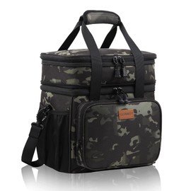 Expandable XLarge Lunch Box, Insulated Heavy Duty Lunch Bag Waterproof Leakproof Durable Cooler Bag for Men Women Adults Work Construction Camping Trip, 22L, Black-Camo