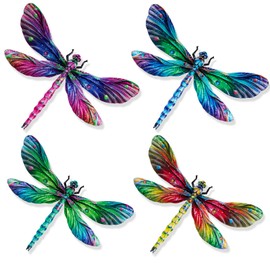 SUNREEK Metal Dragonfly Wall Decor, 9 Inches Dragonfly Outdoor Wall Art for Fence Garden Yard Patio Decorations