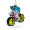 Cycling Sportsman on Bicycle Blown Glass Christmas Ornament