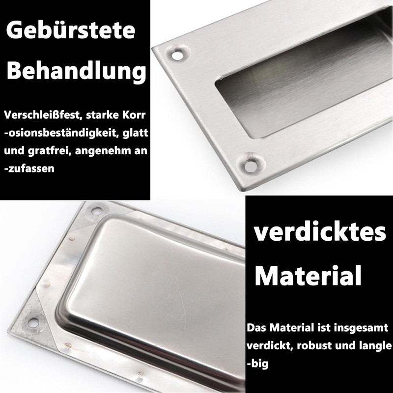 Inlet Handles, Stainless Steel, Rectangular, 128 x 83 mm, for