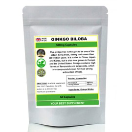 Ginkgo Biloba Capsules 100% Natural Pure no additives (60)