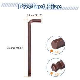 QUARKZMAN 2 Stück Ballkopf-Innensechskantschlüssel 1/2" SAE S2 Stahl Langer Arm L-Form Sechskantschlüssel Reparaturwerkzeug Für Zuhause Fahrrad Motorrad Reparatur Rot Braun