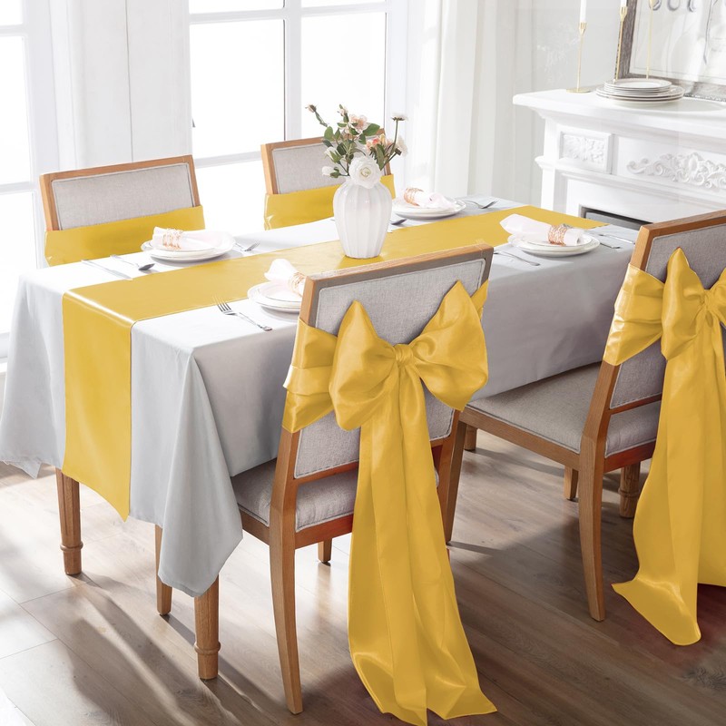 KKJIAF 2 Pack Gold Table Runners 12 x 108 Inch,