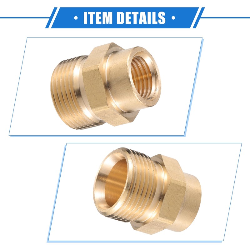 VekAuto M14x1.5 to 15mm M22x1.5 Female to Male Adapter Brass