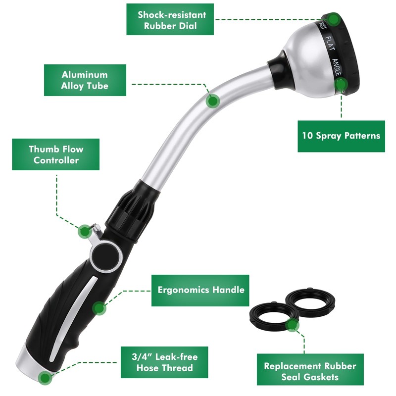 RESTMO Watering Wand Heavy Duty, Metal Garden Hose Wand with