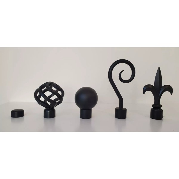 Unbranded Pair (2pcs) Black Ball Finials for 1" iron rod