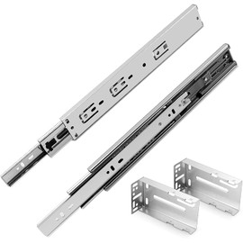 Gobrico Hardware 14-Inch Soft Self Close Full Extension Heavy Drawer Slides 3Folds +Brackets 5Pair,Ball Bearing