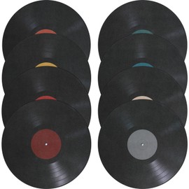HOMSFOU 8pcs Blank Records Stickers, Vintage Records Wall Decor Art Aesthetic Pictures Dorm Room Wall Records for Rock and Roll Music Party