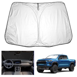 YEE PIN 2024 Chevy Colorado Sun Shade for 2023 2024 Chevy Colorado Accessories Z71/ZR2 LT WT Trail Boss &GMC Canyon AT4/Denali/AT4X/Elevation Car Shield Windshield Sunshade Sun Shield Reflective Shade