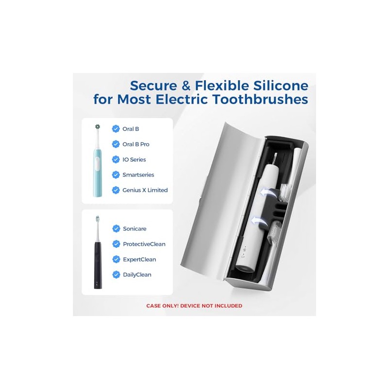 Estuche de viaje para cepillo de dientes eléctrico, plata, 1