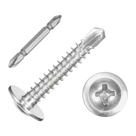 sourcing map 250Pcs #8x1" Self-Tapping Screws, 410 Stainless Steel Phillips Self Drilling Flat Head Sheet Metal Screws for Industry, Furniture Repair, Silver