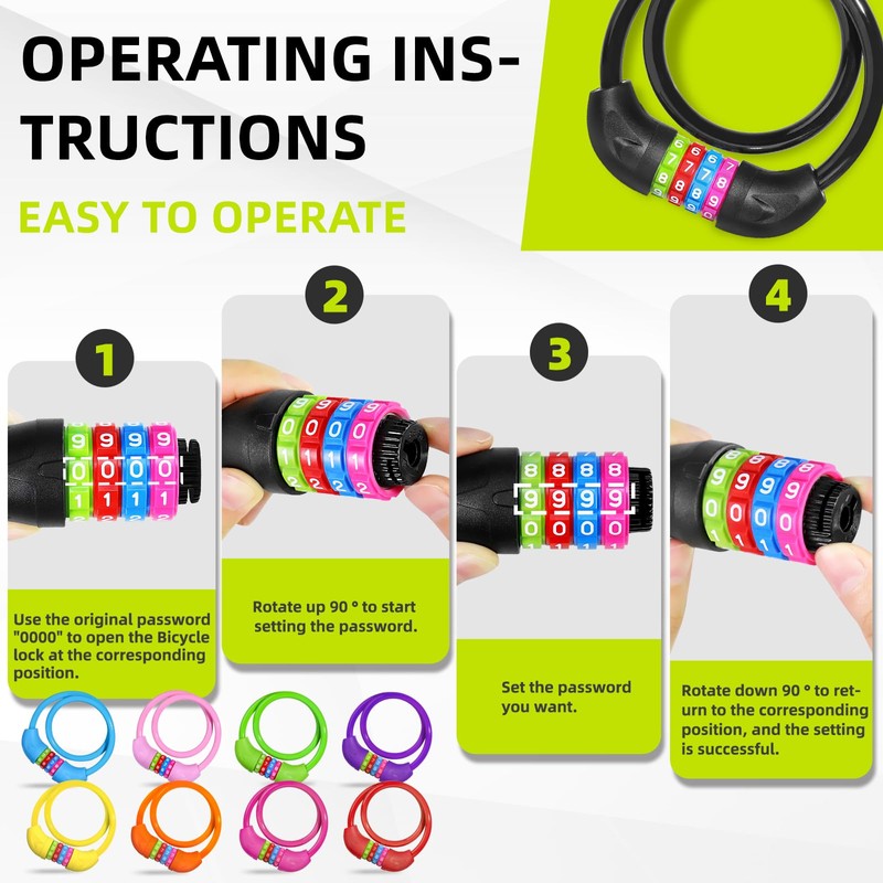 SPGOOD Bicycle Lock with Numbers for Children (10 x 650