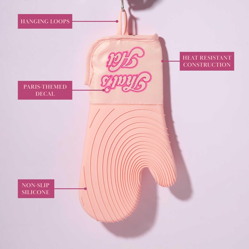 Paris Hilton Oven Mitt Set with Iconic That's HOT Design,