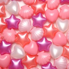 GOGOSO Ball Pit Balls with Star Heart Shell Shapes, Cute Plastic Toy Balls for Baby Toddlers Kids Birthday Party,Play Room, Pool Water Toys,100pcs Pearl Pink